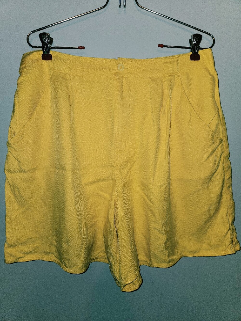 SILK Bright Yellow Pleated High-Waist Shorts w/ Belt Loops